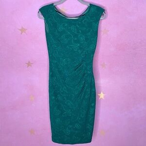 Gyalwana Green Embossed Stretch Side Ruched Size Small (9) Wedding Guest Party